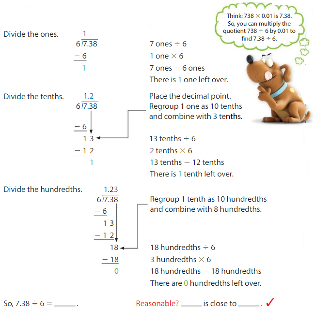 Big Ideas Math Solutions Grade 5 Chapter 7 Divide Decimals 7.4 2