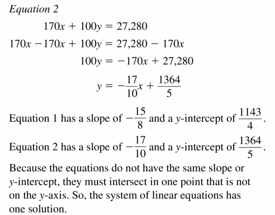 Big Ideas Math Algebra 1 Answers Chapter 5 Solving Systems of Linear Equations 5.4 Question 27.2