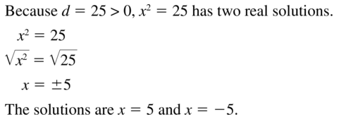 Big Ideas Math Algebra 1 Solutions Chapter 9 Solving Quadratic Equations 9.3 a 3