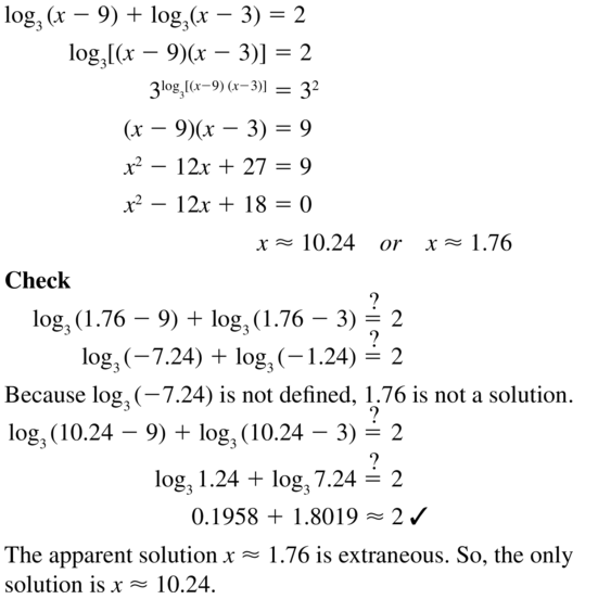 Big Ideas Math Algebra 2 Answer Key Chapter 6 Exponential and Logarithmic Functions 6.6 a 39