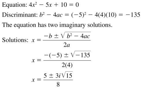 Big Ideas Math Answer Key Algebra 2 Chapter 3 Quadratic Equations and Complex Numbers 3.4 a 23