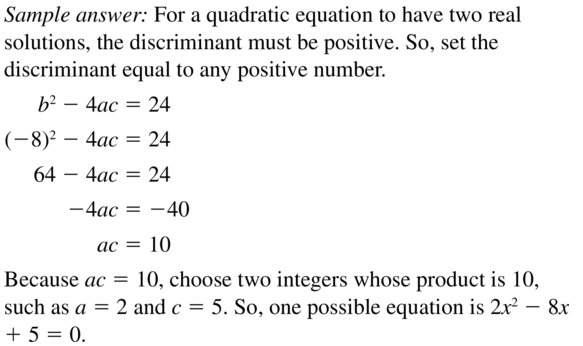 Big Ideas Math Answer Key Algebra 2 Chapter 3 Quadratic Equations and Complex Numbers 3.4 a 37