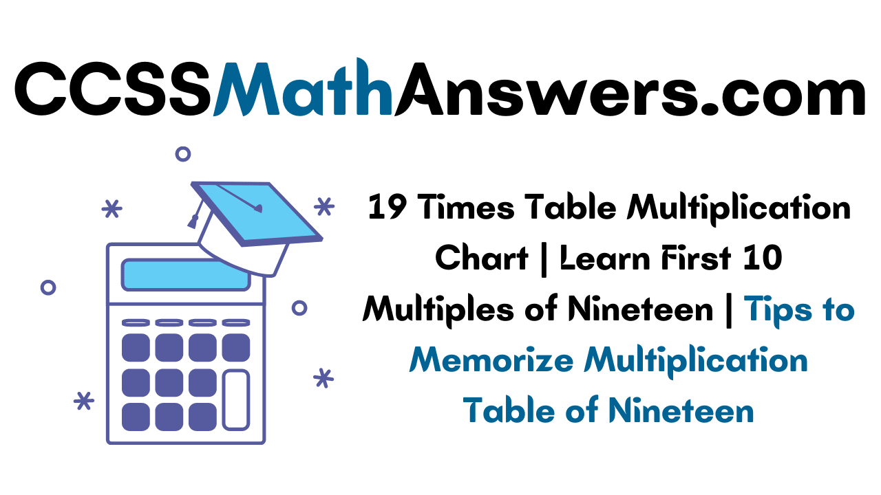 19 times table multiplication chart