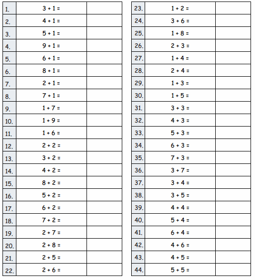 Sprint Math Worksheets