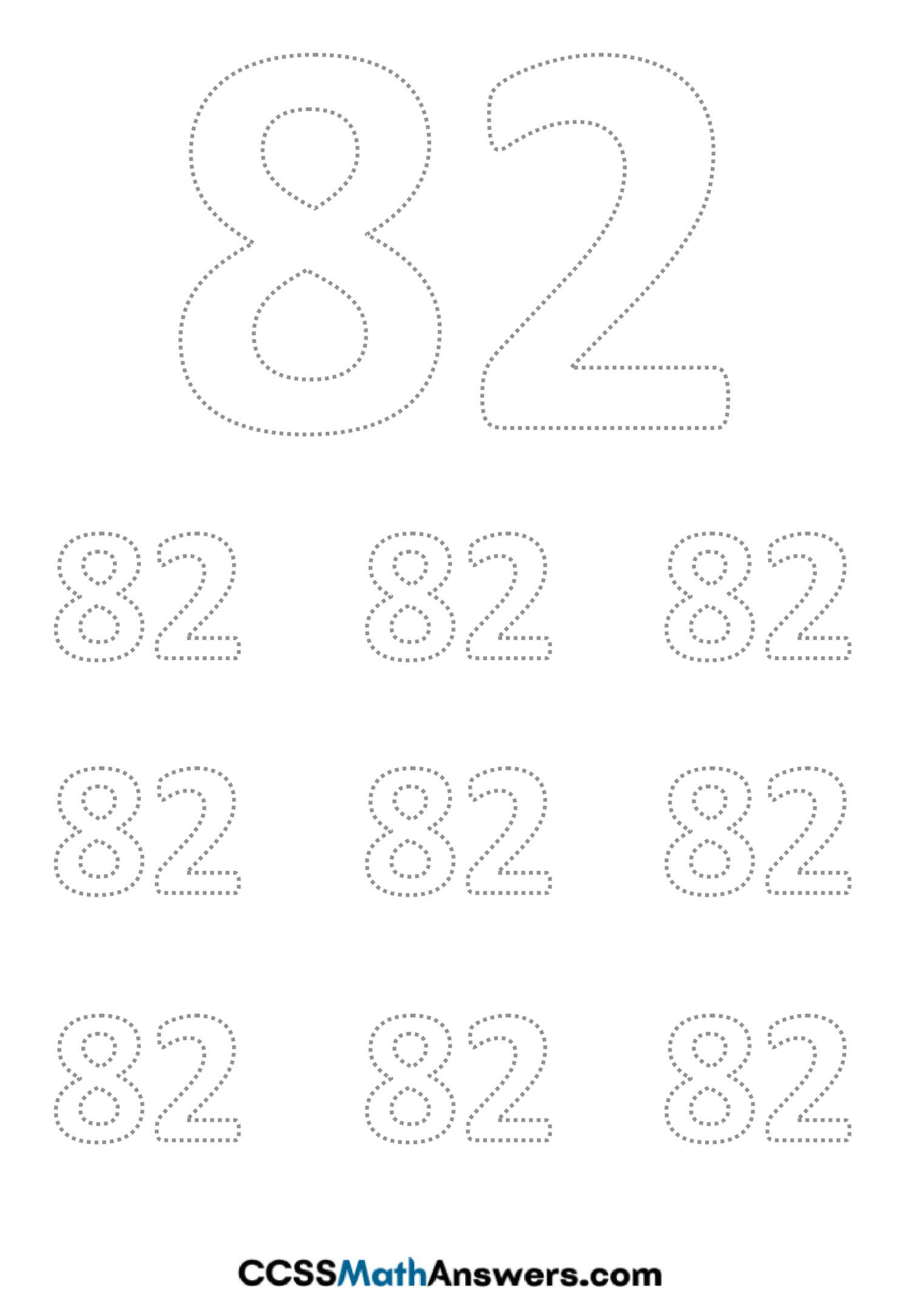 Worksheet on Number Eighty Two