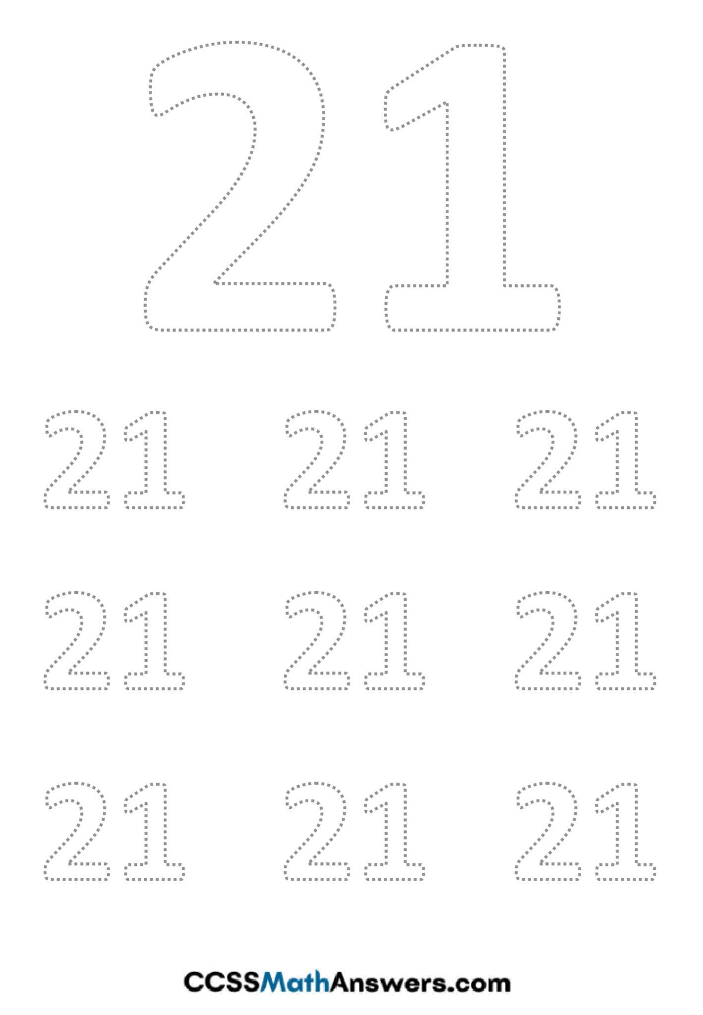 Worksheet on Number 21 Number 21 Tracing Worksheets Free Printable
